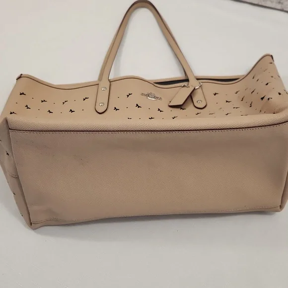 Coach Butterfly Perforated City Tote Bag. Light Tan Colored. - Picture 4 of 12